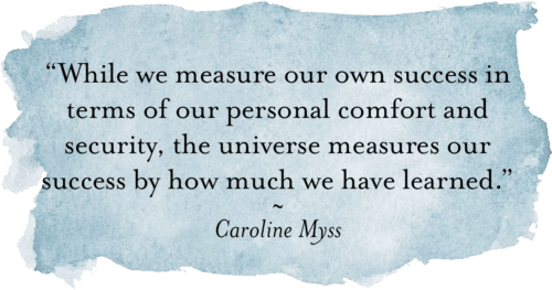 While we measure our own success in terms of our personal comfort and security, the universe measures our success by how much we have learned. - Caroline Myss