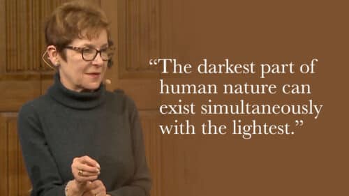 The darkest part of human nature can exist simultaneously with the lightest.
