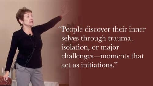 People discover their inner selves through trauma, isolation, or major challenges—moments that act as initiations.